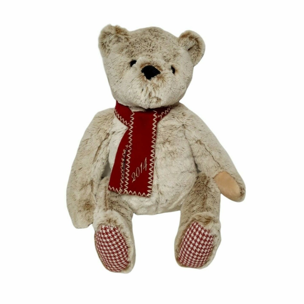 Animal Adventure Tan Teddy Bear 13 Inch Plush Red Scarf Hounds Tooth Stuffed Toy